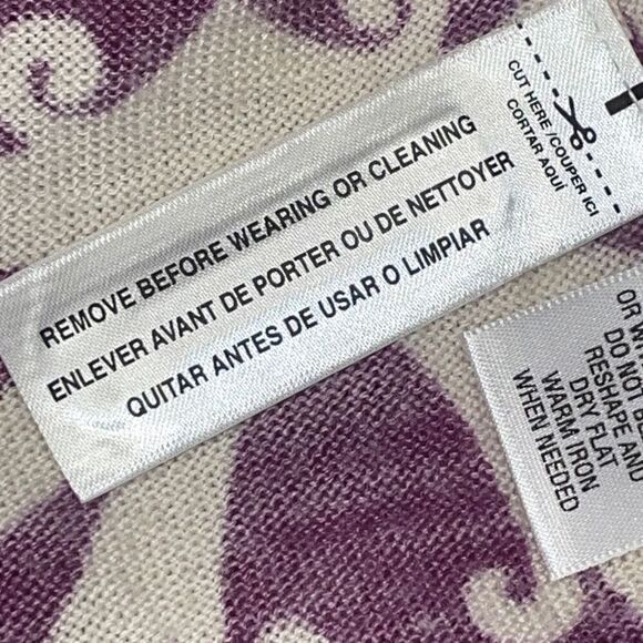 Victor Alfaro wool purple & white button front scoop neck cardigan M - Picture 9 of 11